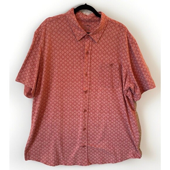 LL Bean Shirt Mens XXL Orange‎  Button-Up Short Sleeve Organic Cotton Pocket - Picture 1 of 9